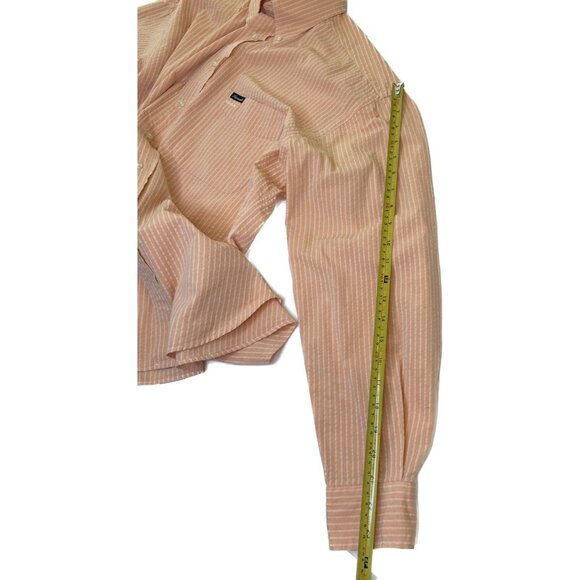 Vintage Faconnable Men’s Button-Up Shirt Orange Striped M Cotton Made In USA - Picture 6 of 7